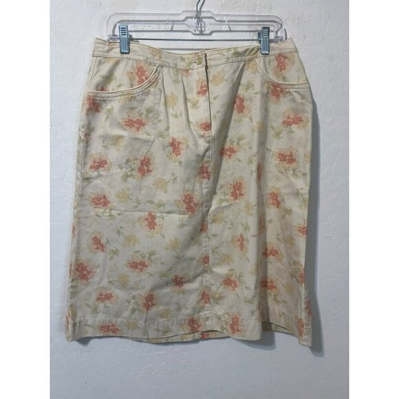NWT J. Jill Watercolor Floral Skirt Sz 12 Pastel Knee Length - Picture 1 of 8